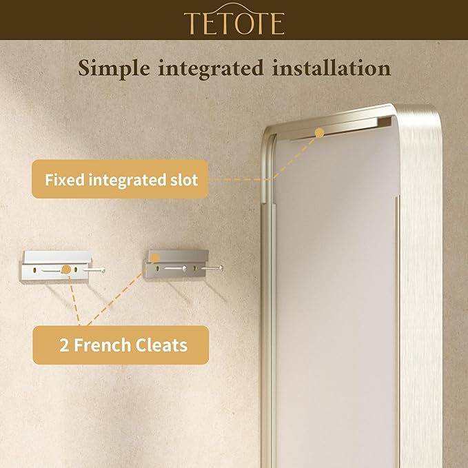 TETOTE Brushed Nickel Bathroom Mirror 40 x 24 Inch Brushed Nickel Metal Framed Bathroom Mirror, Tempered Glass, Modern Farmhouse Wall Mounted Mirror for Decorative(Horizontal/Vertical)