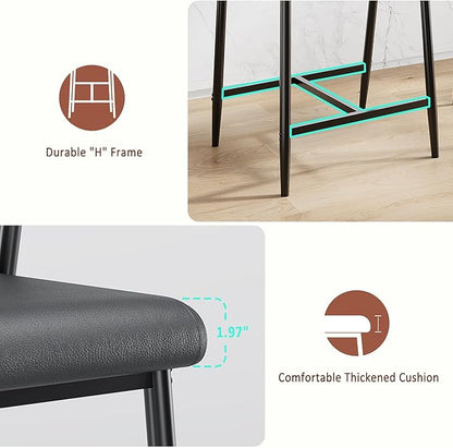 GarveeHome Counter Height Bar Stools of 4 with Armrests, 4 Piece Counter Height Bar Stools Set with Wood Back, Upholstered Seat & Metal Footrest for Kitchen Islands, Counter Bars, Retro Black