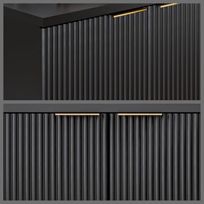 Buffet Cabinet, Sideboard Fluted Cabinet Modern Kitchen Buffet Storage Cabinets with Doors and Shelves, Wood Farmhouse Coffee Bar Station for Entryway & Dining Room & Living Room, Black
