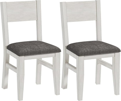 Solid Wood Dining Chairs Set of 2, Farmhouse Kitchen Chairs with Upholstered Cushion, Easy Assembly for Dining Room, Kitchen, Washed Gray
