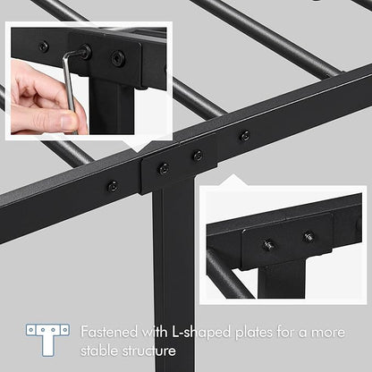 Yaheetech Metal Queen Platform Bed Frames Mattress Foundation with Storage/Curved Design Headboard/NO Box Spring Needed/Heavy-Duty Support/Easy Assembly, Queen, Black