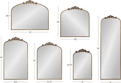 Kate and Laurel Arendahl Glam Arched Vintage Full Length Mirror; 18 x 58; Gold; Traditional Baroque Full Body Wall Mirror with Ornate Garland Inspired Crown
