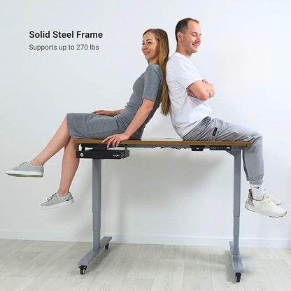 Progressive Desk Stand Up Adjustable Height Electric Standing Desk - 60"x30" Dual Motor, Computer Workstation Table for Home Office - Warm White, White Frame