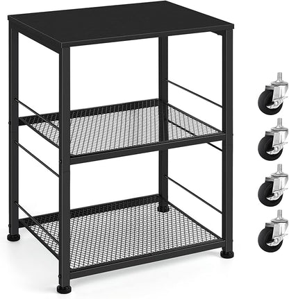 OYEAL Black Night Stand Industrial End Table with Storage Shelf Narrow Side Table for Small Spaces, Farmhouse Bedside Table for Living Room Bedroom, Stable Metal Frame (Black)