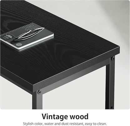 47" Computer Desk with Drawers, Desks for Bedrooms, Writing Desk with Storage, Work Desk for Small Space, Black