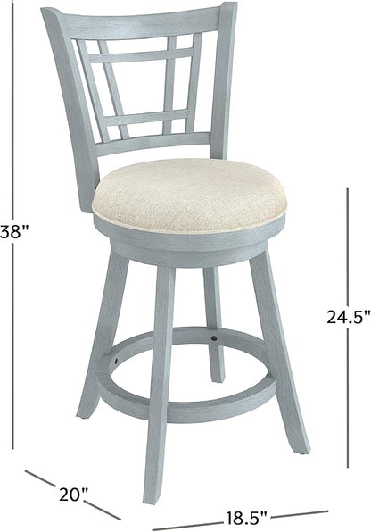 Hillsdale Fairfox 24.5" Wood Swivel Counter Height Stool, Blue Wire Brush