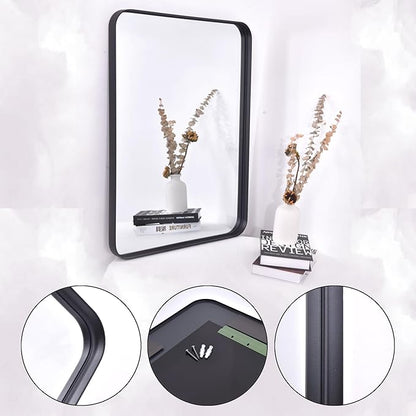 Black Mirror for bathroom30x55 inch,Black Frame Mirror,Bathroom Mirrors for Over Sink,Mirrors for Wall,Restroom Mirrors for Wall