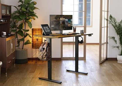 Seang Standing Desk with Adjustable Height, 40x24 Inch Electric Stand Up Desk for Home Office, Studio, Computer Workstation, Rustic Brown Top