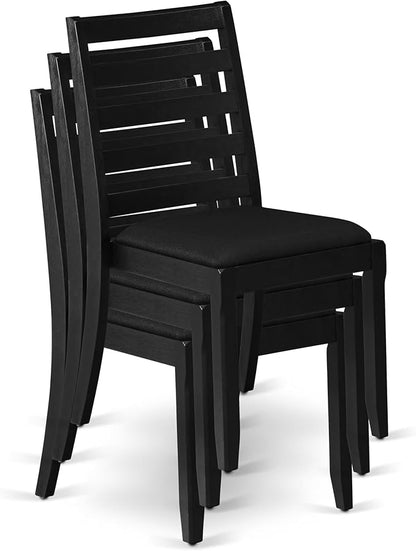 X12X1-006-24 - 13-piece Modern Dining Room Table Set a Rectangular Dining Table and 12 Black Polyester Fabric Stackable Chair, 39x120 Inch, Wire Brushed Black