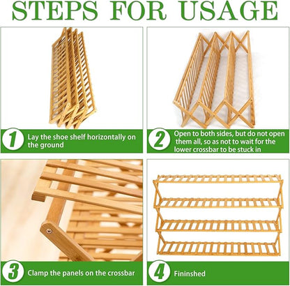 Choclaif Free Standing Shoe Racks for Closet, Shoe Shelf Bamboo Shoe Rack for Bedroom, Entryway Hallway Closet Living Room Organizer（5 Tier）