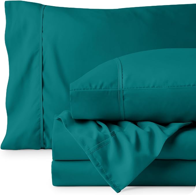 Bare Home Full Sheet Set - Luxury 1800 Ultra-Soft Microfiber Full Bed Sheets - Double Brushed - Deep Pockets - Easy Fit - 4 Piece Set - Bedding Sheets & Pillowcases (Full, Emerald)
