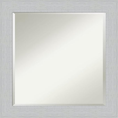 Amanti Art White Bathroom Mirror for Over Sink, 24x24 Shiplap White Square Vanity Mirror, Medium Coastal Wood Frame, Hangs Horizonally and Vertically, Bathroom Wall Decor, Beveled Edge from WI, USA