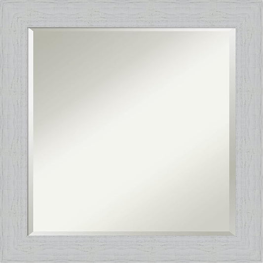 Amanti Art White Bathroom Mirror for Over Sink, 24x24 Shiplap White Square Vanity Mirror, Medium Coastal Wood Frame, Hangs Horizonally and Vertically, Bathroom Wall Decor, Beveled Edge from WI, USA