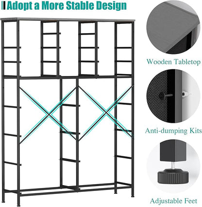 Chest of Drawers for Bedroom, Tall Gray Fabric Dresser with 18 Deep Drawers, Large Clothes Organizer Bin Vertical Storage Cabinet for Closet, Nursery, Office