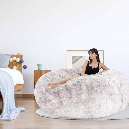 Bean Bag Chairs for Kids Comfy Fluffy Big Joe Bean Bag Chair Cover Without Filler Round Sofa Chairs for Bedroom Living Room Decor, 5FT, Light Blue