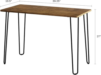 Desk with Hairpin Legs - Modern Industrial Style Home Decor - Woodgrain-Look and Steel Accent Home Office Furniture by Lavish Home (Brown)