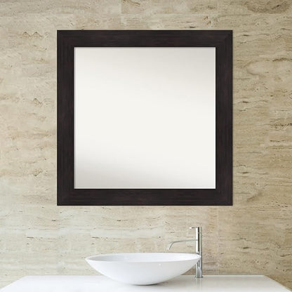 Amanti Art Silver Bathroom Mirror for Over Sink, 28x28 Florence Silver Square Vanity Mirror, Large Casual Frame, Hangs Horizonally and Vertically, Bathroom Wall Decor, Non-Beveled Edge from WI, USA