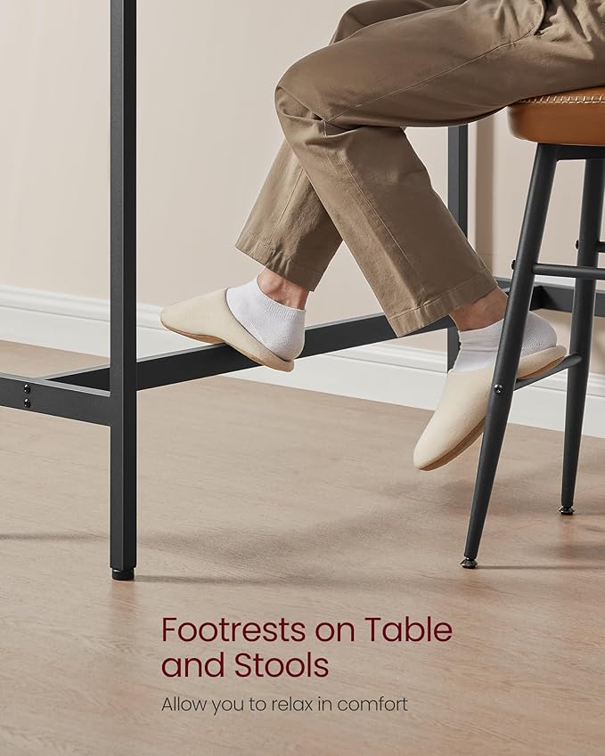VASAGLE Bar Table, Narrow Long Kitchen Dining Table, Sturdy Metal Frame, Industrial, 15.7 x 55.1 x 35.4 Inches, Ebony Black and Ink Black ULBT140B56