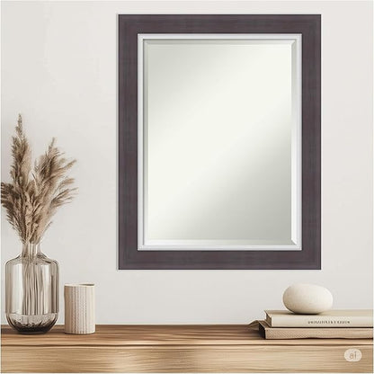 Amanti Art Brown Wall Mirror 30x24 Ellie Brown Silver Rectangle Bathroom Mirror for Wall Decor Living Room, Medium Modern Frame, Hangs Horizonally and Vertically, Bathroom Decor, Beveled Edge