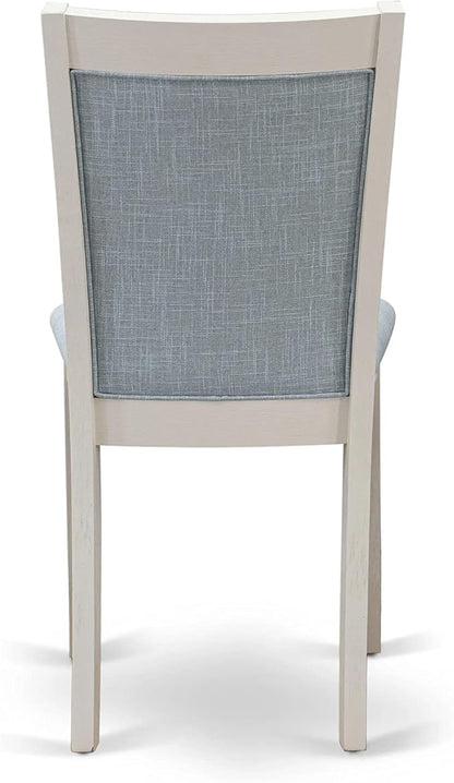 East West Furniture X027MZ015-6 6 Piece Kitchen Table Set Contains a Rectangle Dining Table with X-Legs and 4 Baby Blue Linen Fabric Parson Chairs with a Bench, 40x72 Inch, Multi-Color