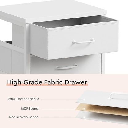 3 Drawer Mobile File Cabinet with Wheels Fabric Vertical Filing Cabinet fits A4 or Letter Size for Home Office,White