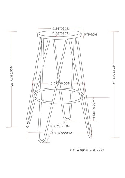 SIMPLIHOME Simeon Industrial Metal 30 inch Metal Bar Stool with Wood Seat in Natural / Black for the Dining Room and Kitchen