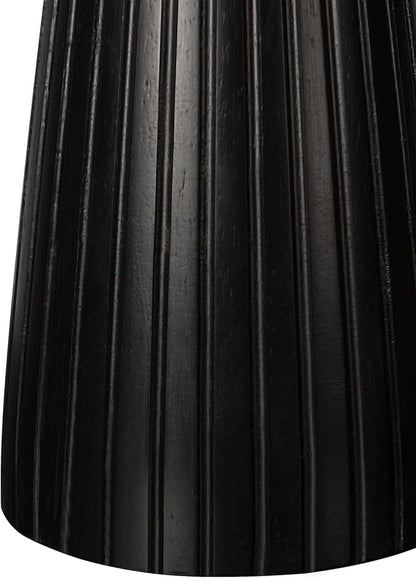 Black Pedestal Side Table 14.56'' Dia, Modern Accent End Table, Fluted Base Design, Minimalist Drink Table for Small Space Living Room, Bedroom
