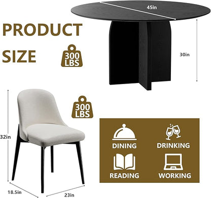 Casaphoria Kitchen Table Set with 2 Chairs, 45" Round Dining Kitchen Table & Chairs Set for 4-6, Wood Modern Dining Table for Living Room, Easy Assembly, Black