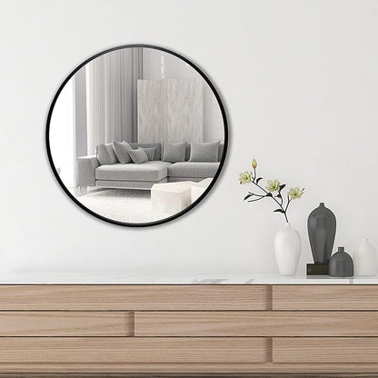 FrameWorks 24" Deluxe Contemporary Black Circular Aluminum Mirror