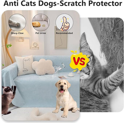 STACYPIK Waterproof Pet-Friendly Couch Cover, Non-Slip Light Blue Sofa Cover for 2 Cushion Couch, Anti Scratch Sofa Cover for Dog, Washable Furniture Protector for Living Room, Loveseat Cover-71X118IN