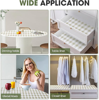 Beautysaid Shelf and Drawer Liner for Kitchen Cabinet, Non Adhesive Non Slip Shelf Paper Waterproof Washable Thickened for Dresser Pantry Shelve Bathroom Protector Liner(Checkered,12 in x 20FT)
