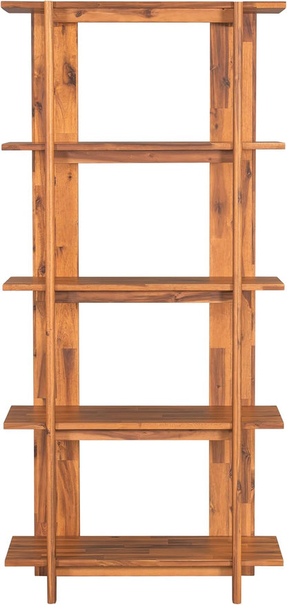 Christopher Knight Home Milio Modern 4 Shelf Bookcase, Acacia Solid Wood Book Organizer with Non-Slip Foot Pads, Sturdy Open Storage Shelf, Big Book Shelf, Floor Standing Unit, 70.20'' Height, Teak