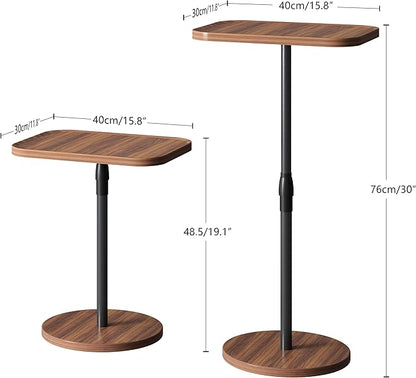 Adjustable End Table, Small Tray Side Table, Drink Table for Small Spaces, Pedestal Nightstand for Living Room, Bedroom, Sofa Couch, Rustic Brown ET-009BR
