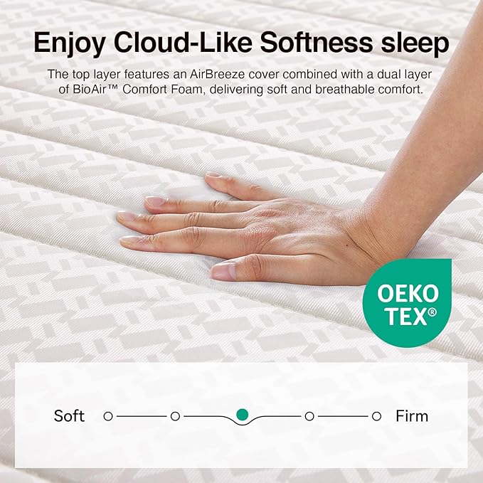 Novilla Queen Mattress, 6 Inch Queen Size Mattresses in a Box with Smarts™ Coil for Pressure Relief, Medium Firm Foam and Spring Hybrid Colchones with CertiPUR-US Certified for Kids
