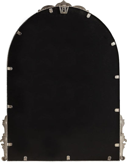 Kate and Laurel Myrcelle Traditional Arched Mirror; 21 x 26; Antique Silver; Decorative Arch Mirror with Ornate Garland Detailing Along The Crown and Edges of The Frame