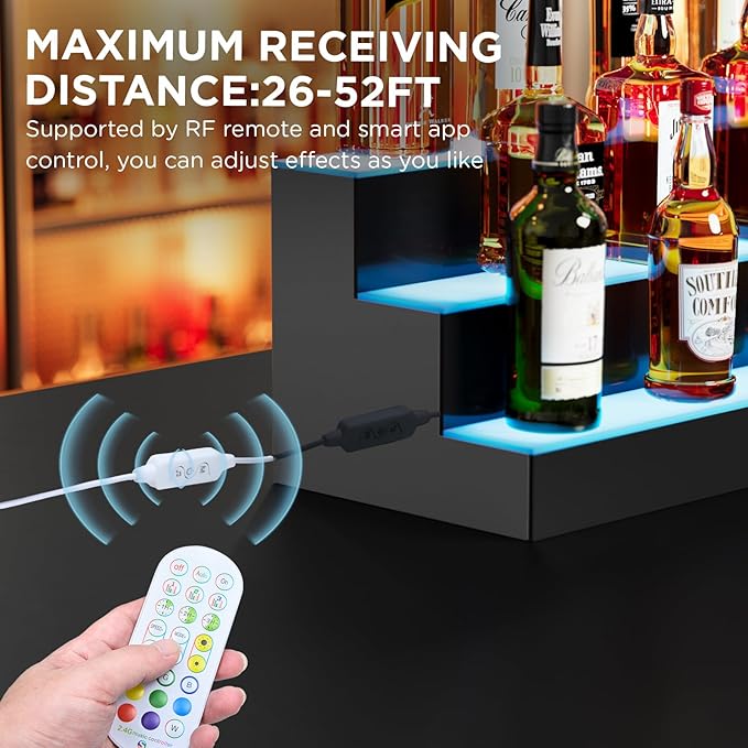 Dethan 2 Tier 15 Inch Liquor Bottle Display Shelf - Wine Racks with Multi-Color, Acrylic Bar Shelves for Commercial Clubs