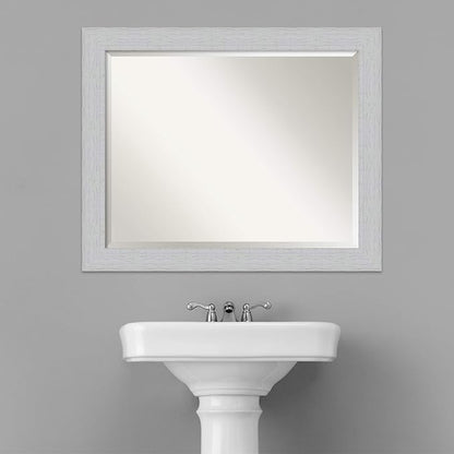Amanti Art White Bathroom Mirror for Over Sink, 26x32 Shiplap White Rectangle Vanity Mirror, Large Coastal Wood Frame, Hangs Horizonally and Vertically, Bathroom Wall Decor, Beveled Edge from WI, USA