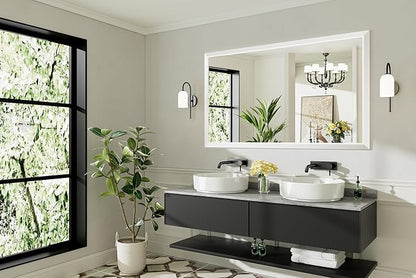 60x36 Inch White Bathroom Mirror for Wall, Thick Metal Framed Rectangle Mirrors for Over Sink, Bedroom, Living Room, Entryway, Anti-Rust, HD Tempered Glass