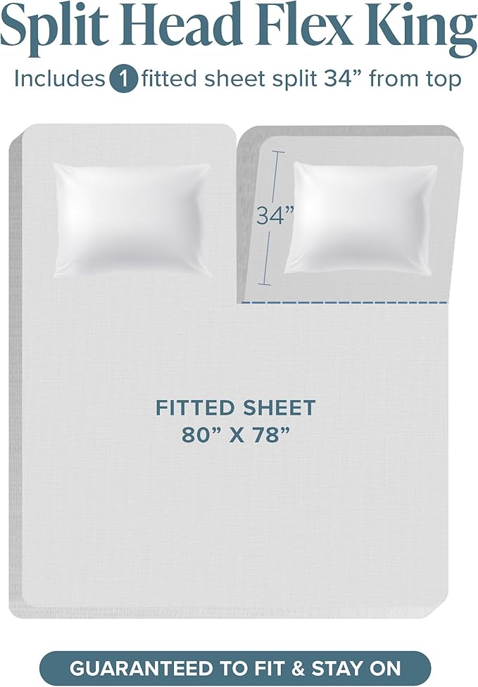 Bare Home Split Head Flex King Sheet Set - 1800 Ultra-Soft Microfiber Bed Sheets - Double Brushed - Deep Pockets - Easy Fit - 4 Piece Set - FlexTop King Bedding Sheets (Split Head Flex King, Plum)