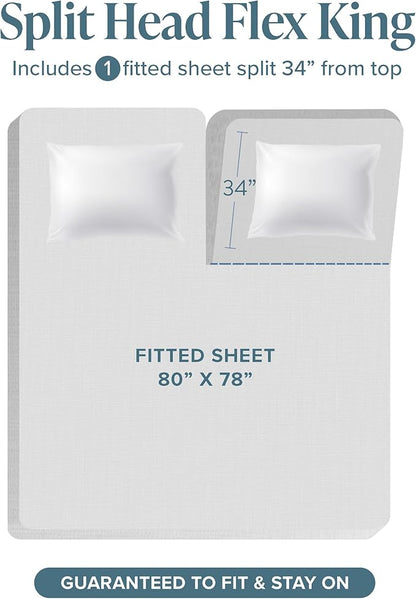 Bare Home Split Head Flex King Sheet Set - 1800 Ultra-Soft Microfiber Bed Sheets - Double Brushed - Deep Pockets - Easy Fit - 4 Piece Set - FlexTop King Bedding (Split Head Flex King, Cocoa)
