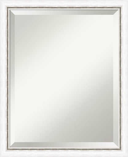 Amanti Art White Bathroom Mirror for Over Sink, 22x18 Morgan White Silver Rectangle Vanity Mirror, Small Modern Contemporary Wood Frame, Hangs Horizonally and Vertically, Bathroom Wall Decor, Beveled