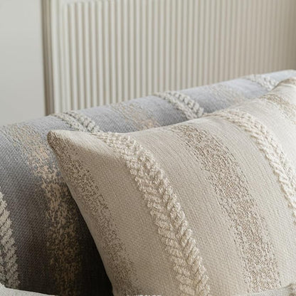 Pack of 1 Decorative Throw Pillow Covers 12x20 Inch, Pillow Cases for Living Room Couch Bedroom Farmhouse Home Decor, Soft Stripe Chenille Cushion Covers for Sofa Beige,12''x20''