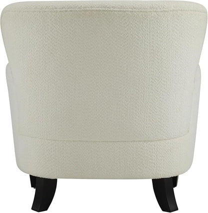 Christopher Knight Home Colby Boucle Upholstered Club Chair, Living Room Accent Chair, Wooden Frame, Flared Armrest, Plush Thick Cushion, Reading Lounge Chair, Space-Saving Furniture, Off-White+Black