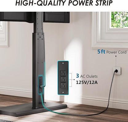 FITUEYES Floor Swivel TV Stand with Power Outlet for 32-65 Inch TVs, Floor TV Stand with Mount Height Adjustable with Iron Base, Hold Up to 88lbs, Space Saving for Bedroom, Living Room