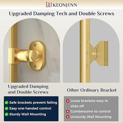 Keonjinn Brushed Gold Pivot Mirror Bathroom, 20x30 in Tilt Mirror Bathroom for Over Sink, Rounded Corner Modern Pivot Rectangle Mirrors, Metal Framed Beveled Bathrooms Mirror (Horizontal/Vertical)