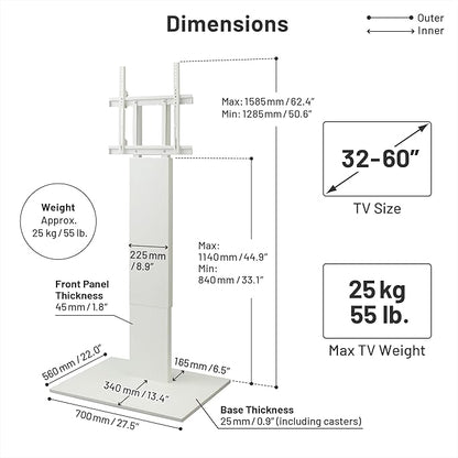 WALL V2 Caster High Type | Minimalist Rolling TV Stand for 32–60 Inch | Satin Black | Portable, Space Saving, Height Adjustable, No Drill | for Living Room and Bedroom | Japanese Design & Engineering