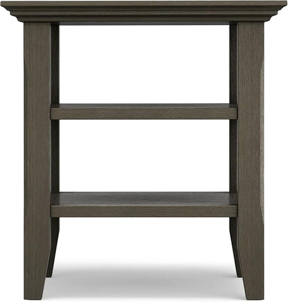 SIMPLIHOME Acadian SOLID WOOD 19 inch Wide Square Transitional End Table in Farmhouse Grey for the Living Room and Bedroom