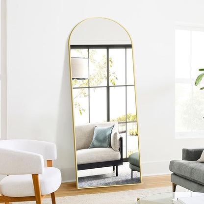 Full Length Arched Mirror, 70"x24" Standing Floor Full Body Mirror for Wall with Aluminum Alloy Frame for Bedroom, Living Room, Dressing Room(Gold)