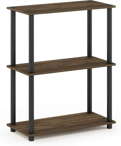 Furinno Turn-N-Tube 3-Tier Compact Multipurpose Shelf Display Rack, Columbia Walnut/Black