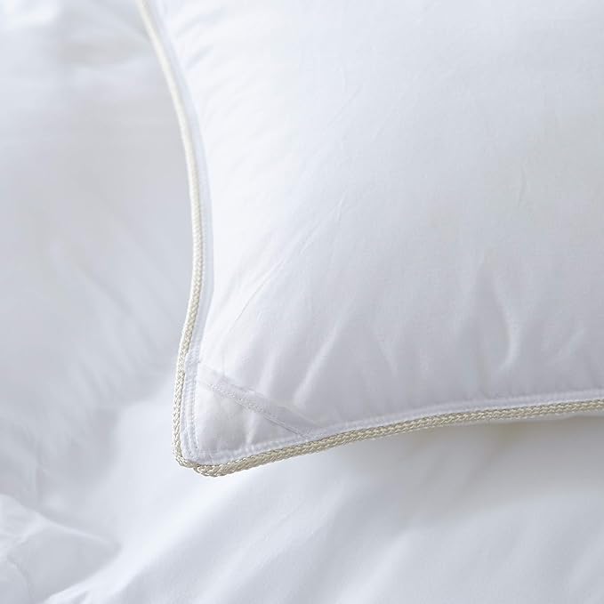 Luxurious All-Season Goose Down Feather Fiber Comforter King Size Duvet Insert, Premium White Solid Plain Design, Premium Baffle Box, 100% Egyptian Cotton, 80 oz Fill Weight
